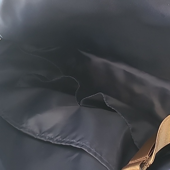 Hip Cub Navy and White Striped Bag with Brown Accents - Picture 4 of 11